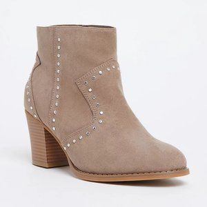 New - Torrid - Taupe Faux Suede Studded Bootie